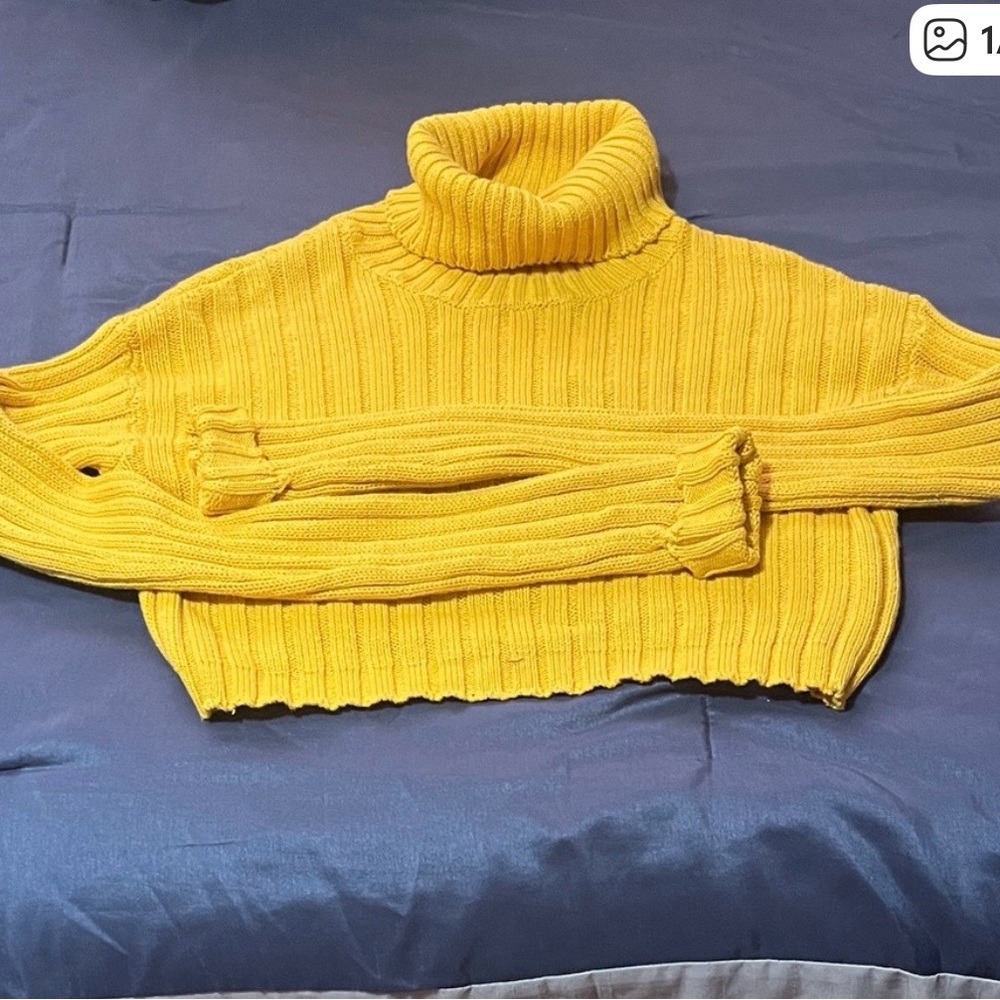 Revamped Mustard Ribbed Turtleneck Sweater
